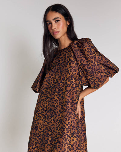 Livia dress, hazelnut leopard print