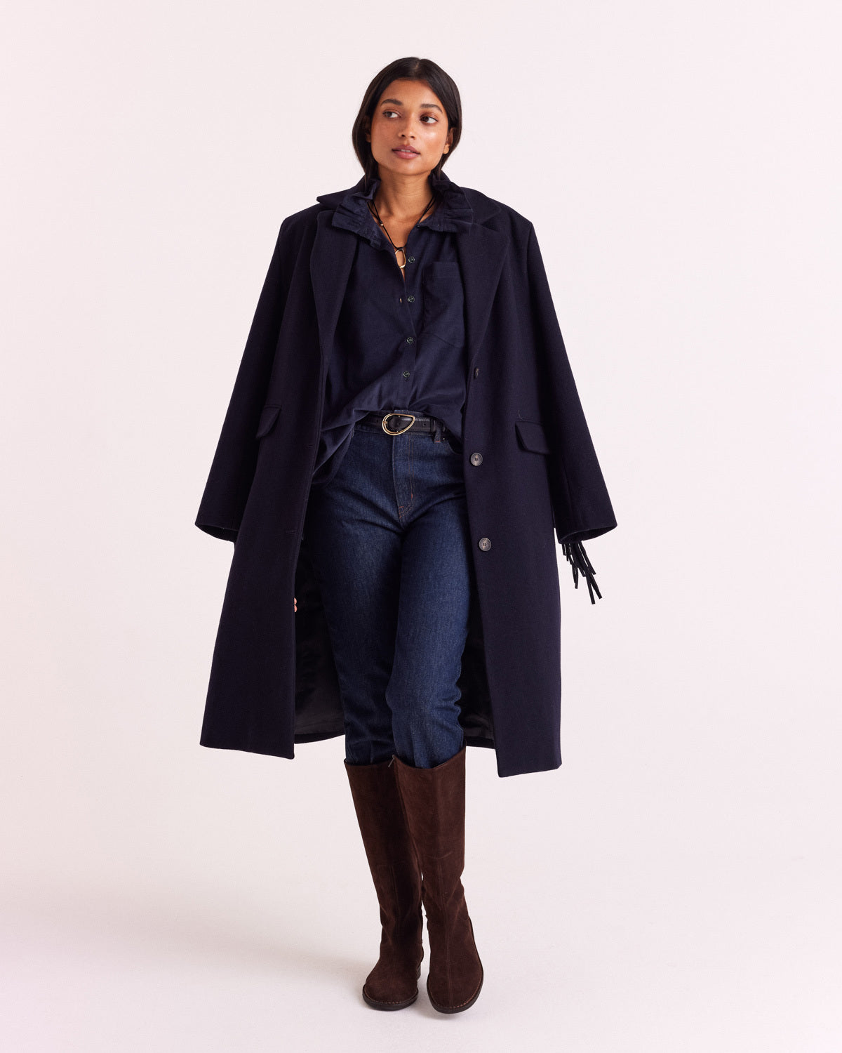 Chemise Leonor velours bleu marine