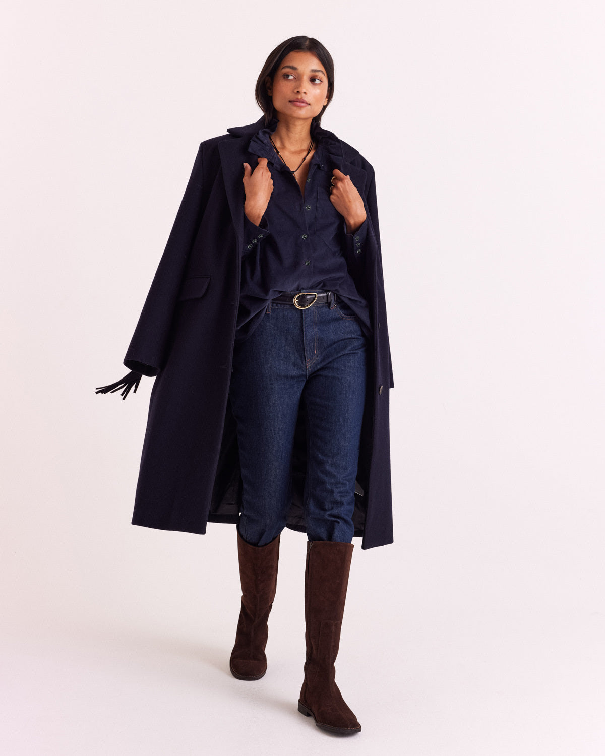 Chemise Leonor velours bleu marine