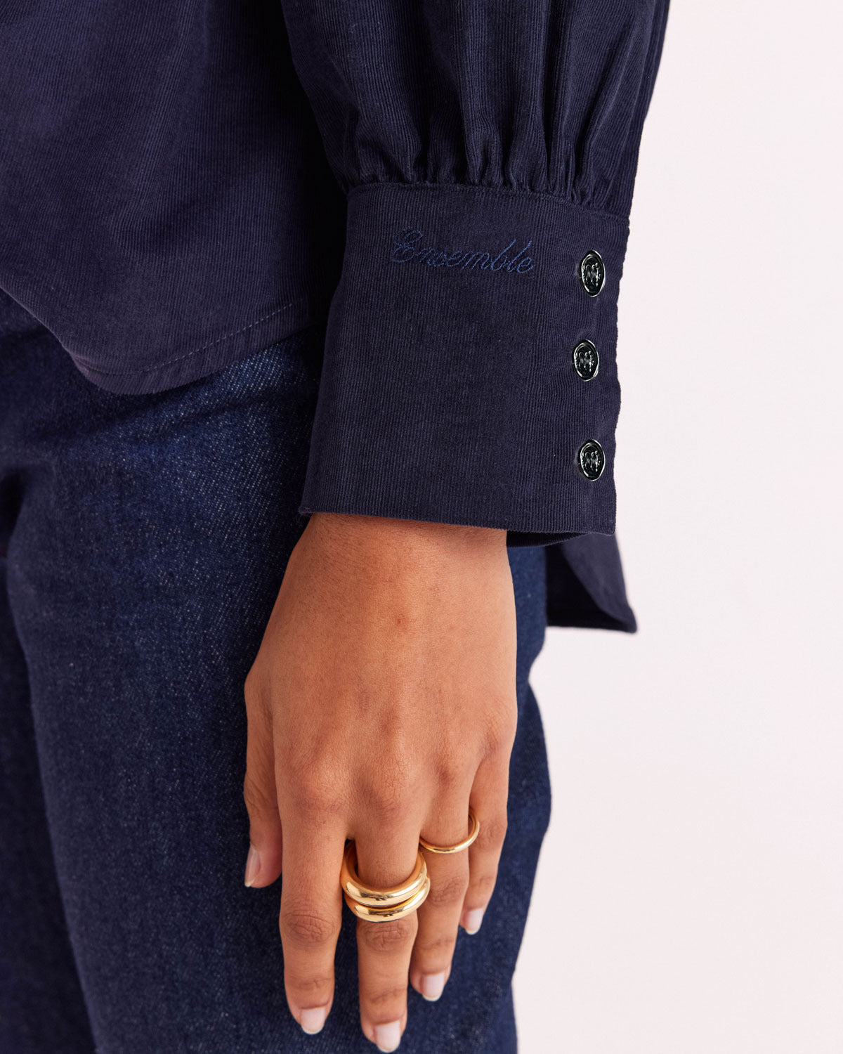 Chemise Leonor velours bleu marine