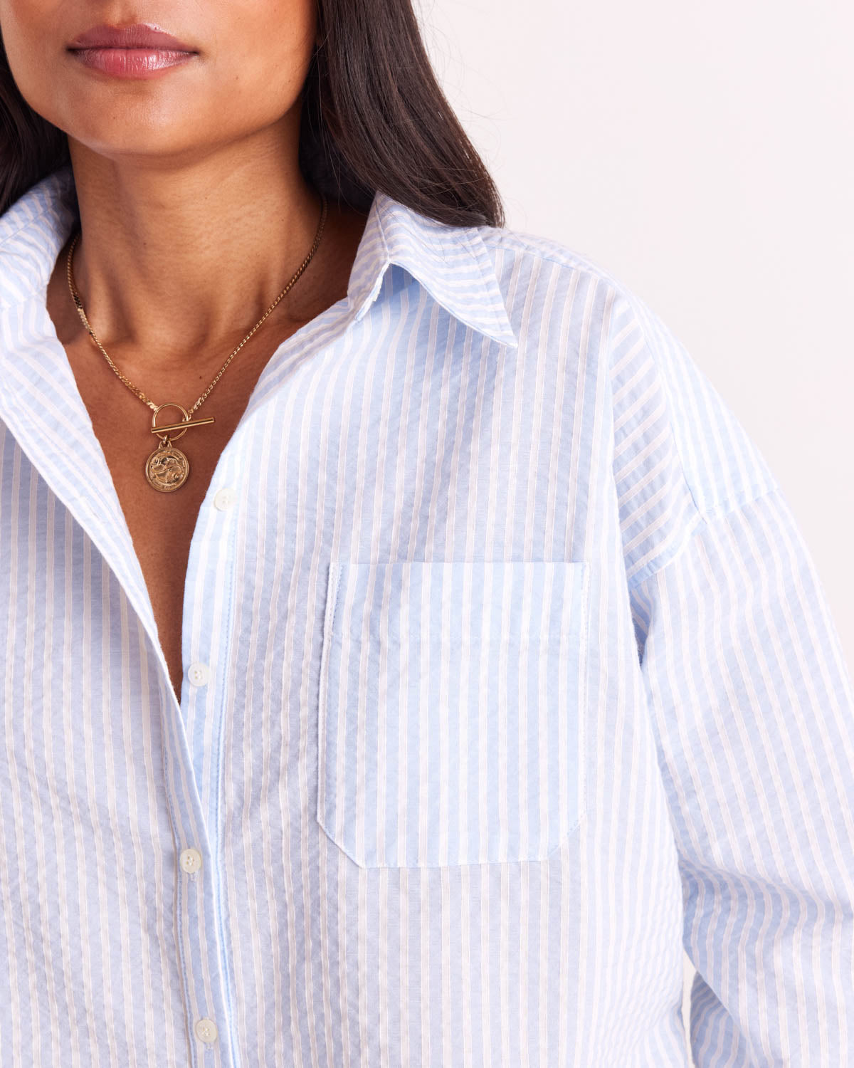 Hector sky blue striped shirt