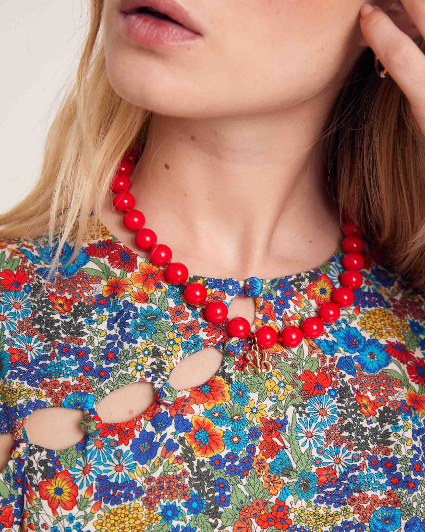 Dress Charlotte in fabric Liberty blue and yellow