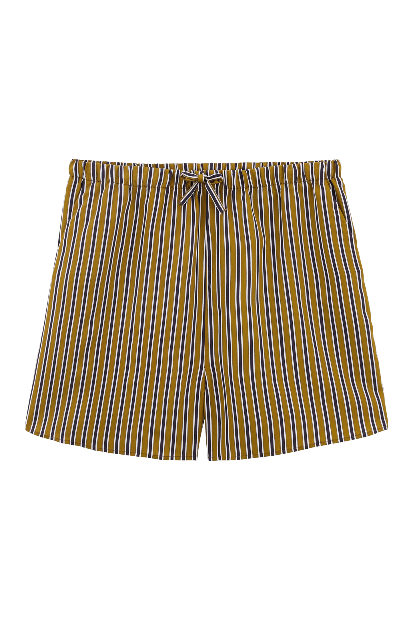 Lino shorts with navy and khaki stripes