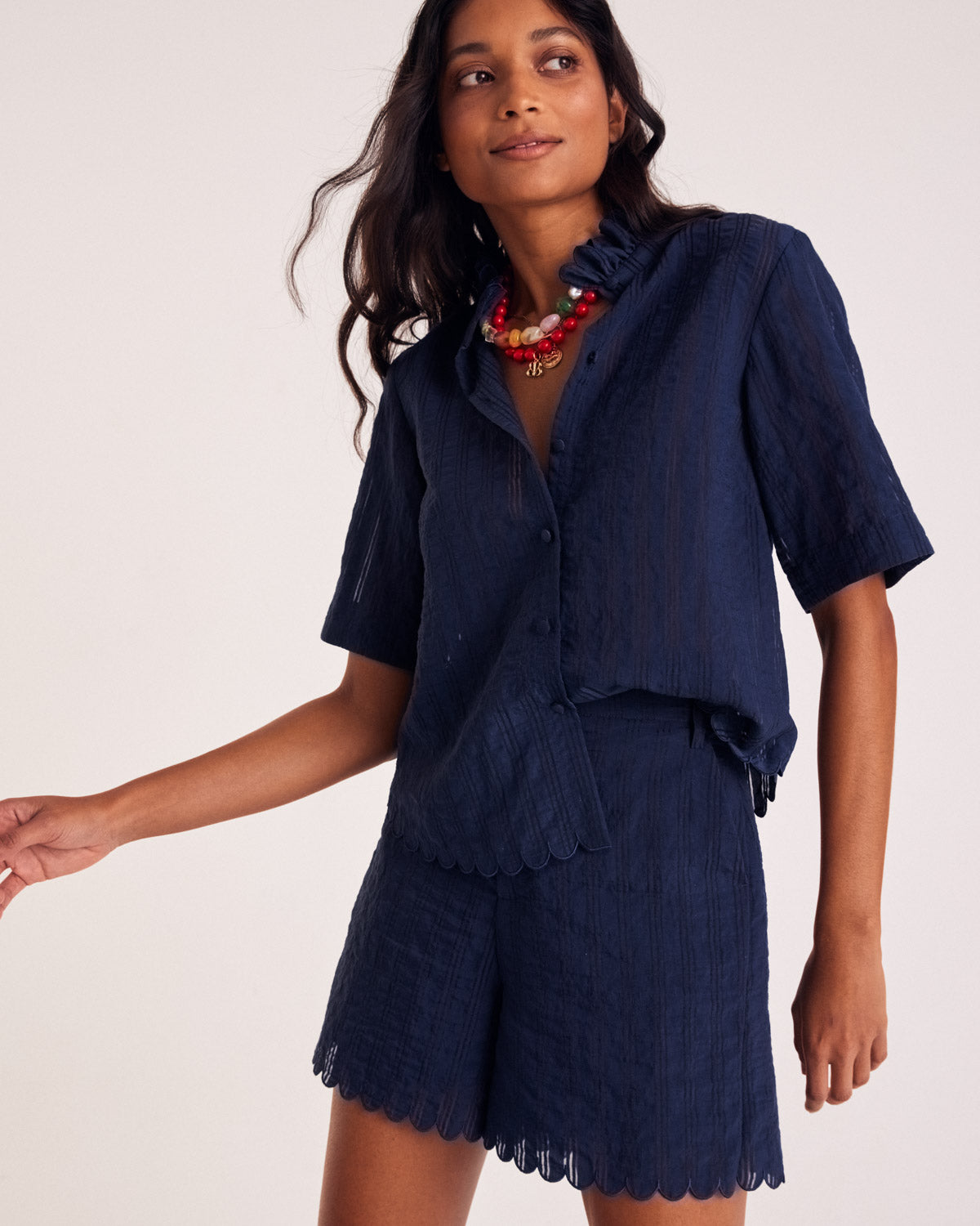 Shirt Amato navy textured