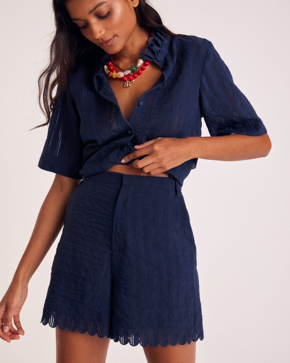 Shorts Cirilo navy textured