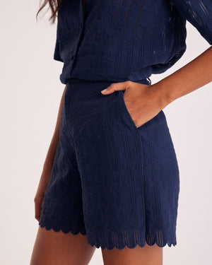 Short Cirilo marine texturé