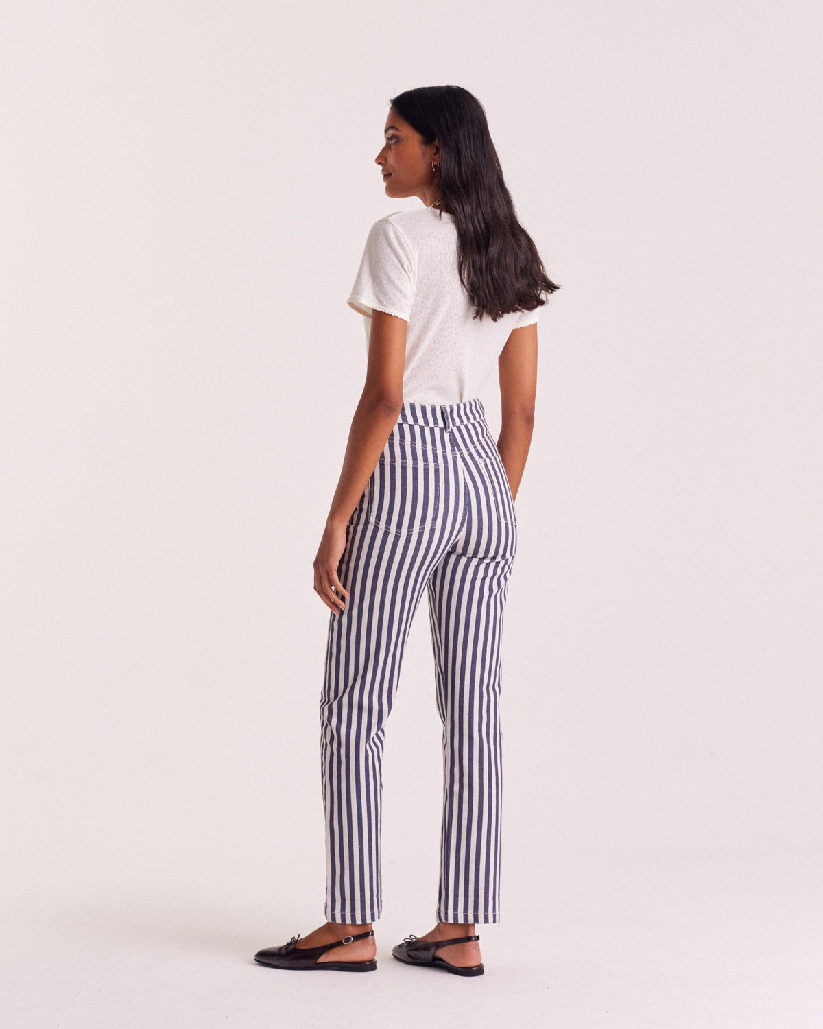 Jeans Robi stripes navy and ecru