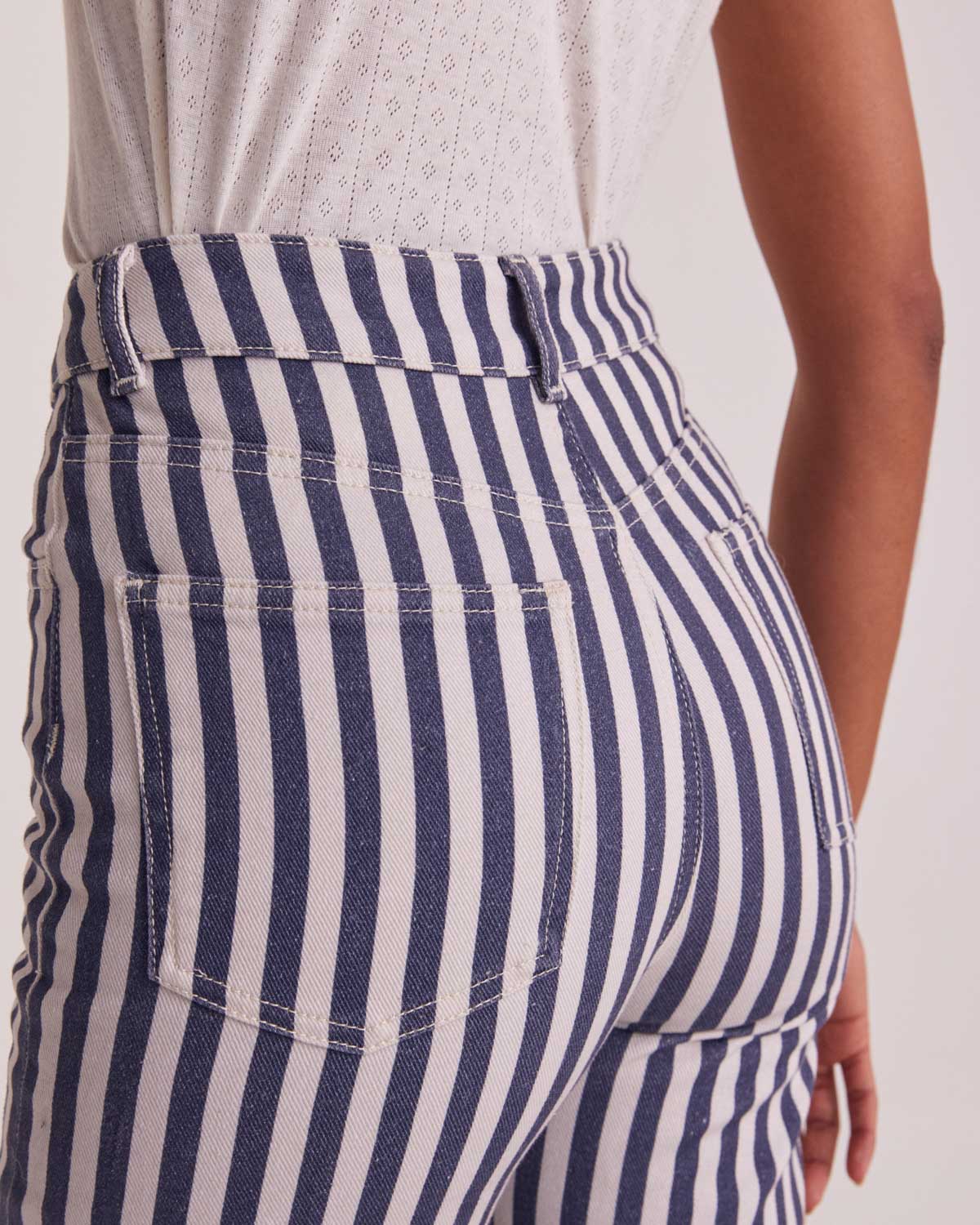 Jeans Robi stripes navy and ecru