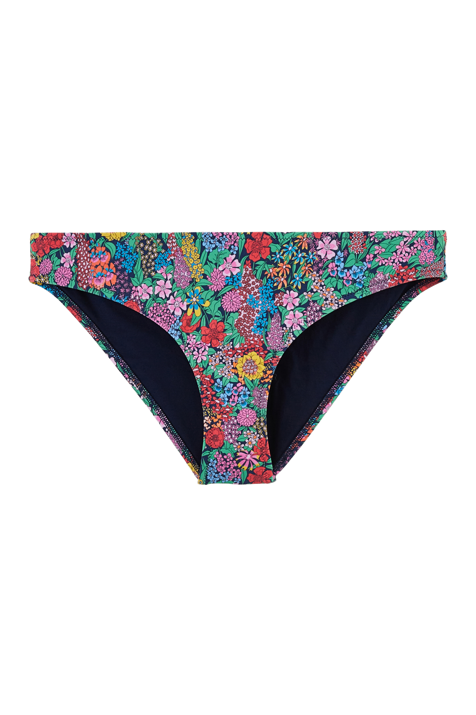 Hem of swimsuit Javier printed Liberty purple, yellow and pink