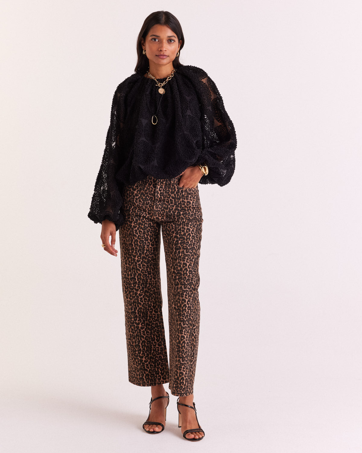 Blouse Ambre black textured