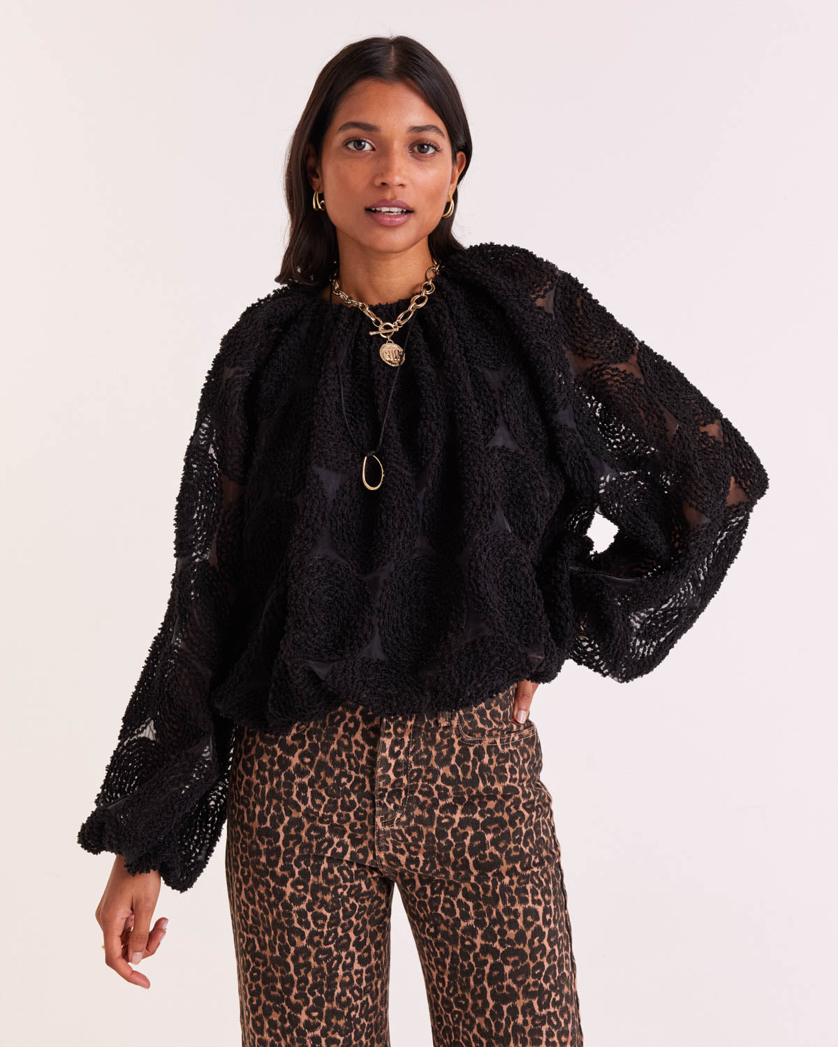 Blouse Ambre black textured