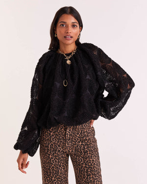 Blouse Ambre noir texturé