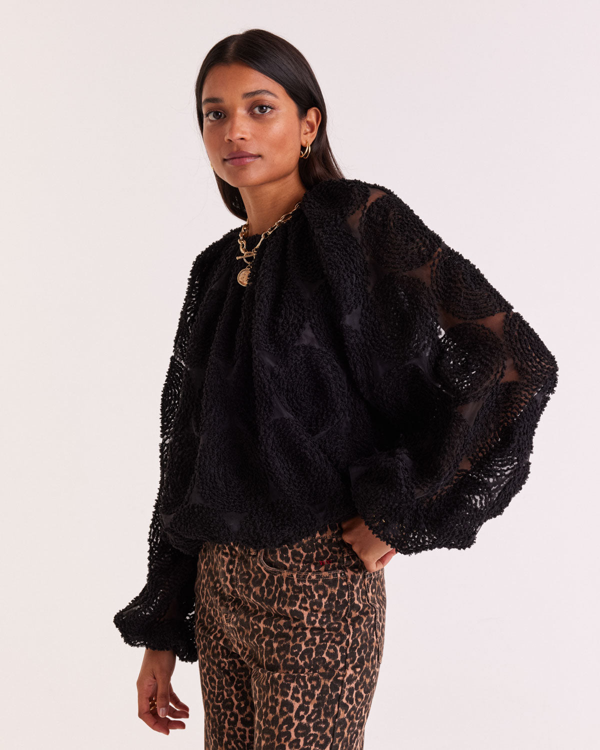 Blouse Ambre black textured