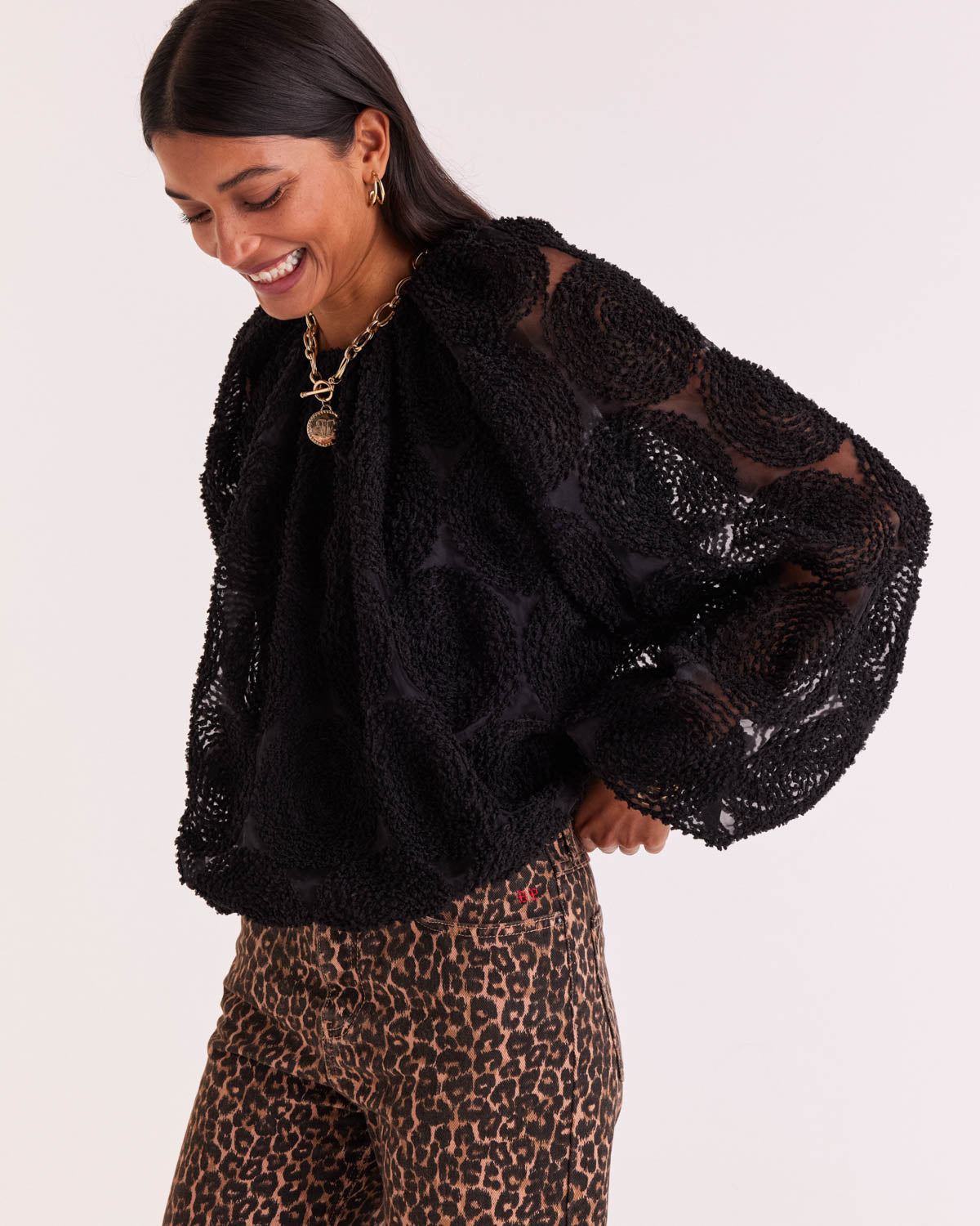 Blouse Ambre black textured