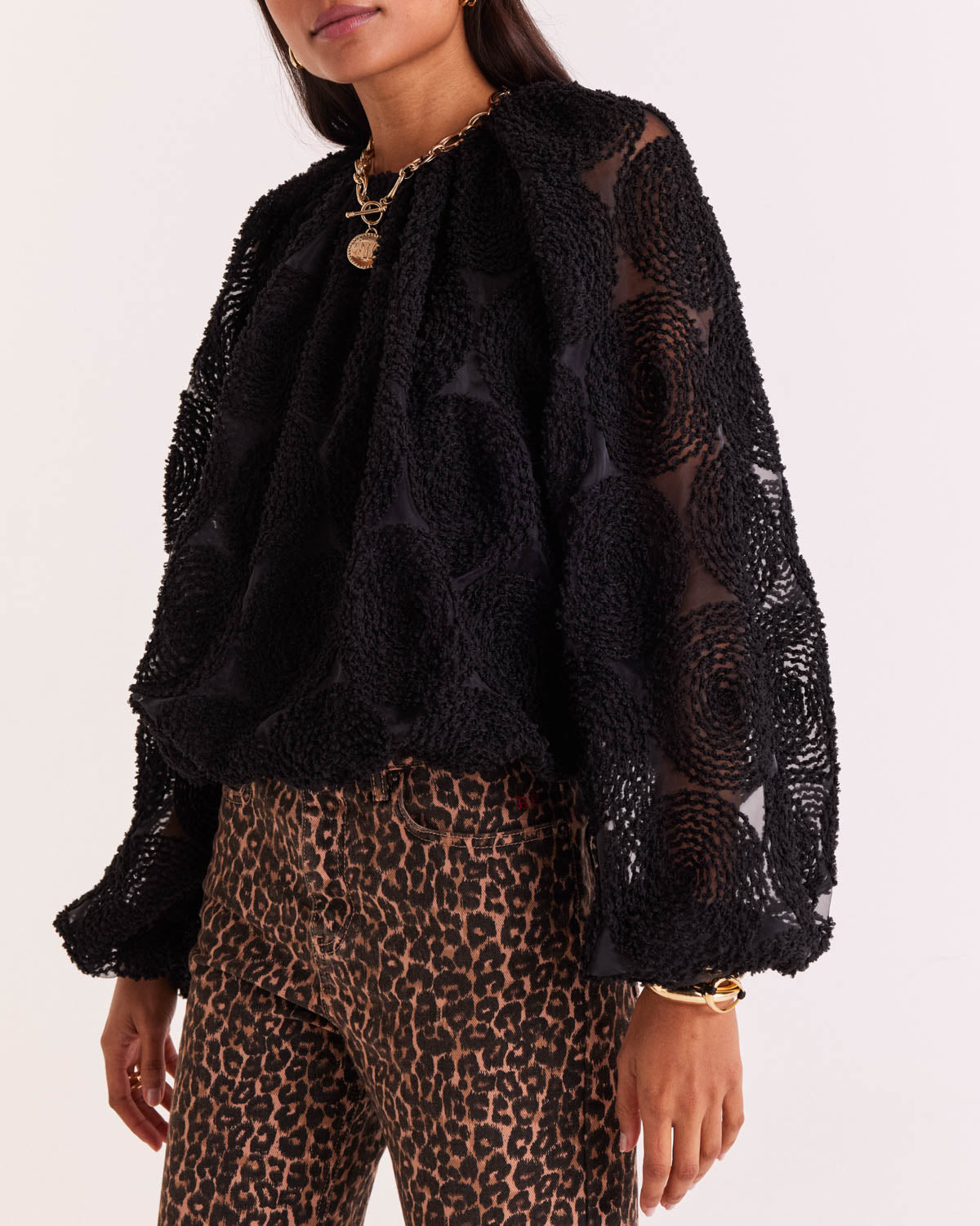 Blouse Ambre black textured