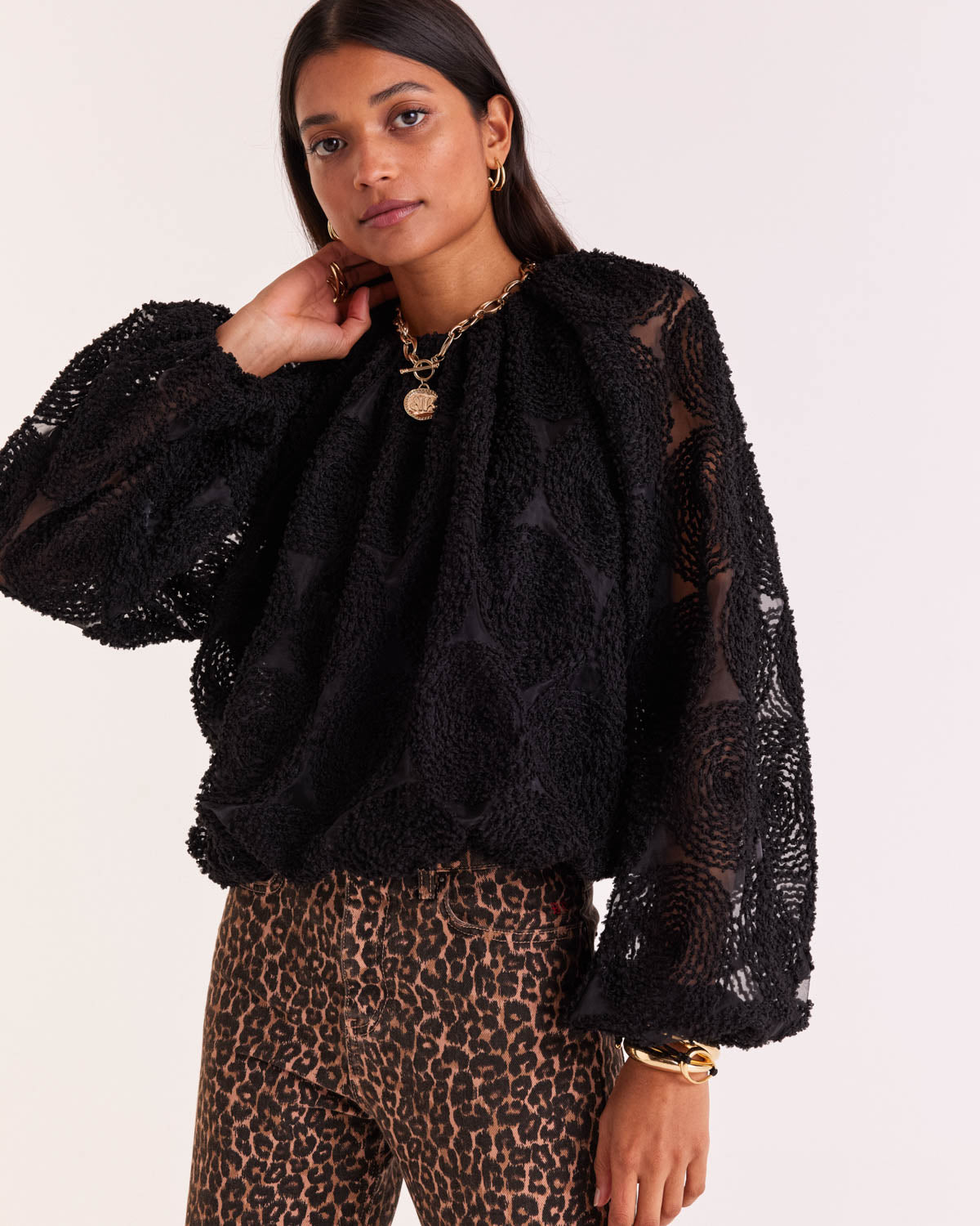 Blouse Ambre black textured