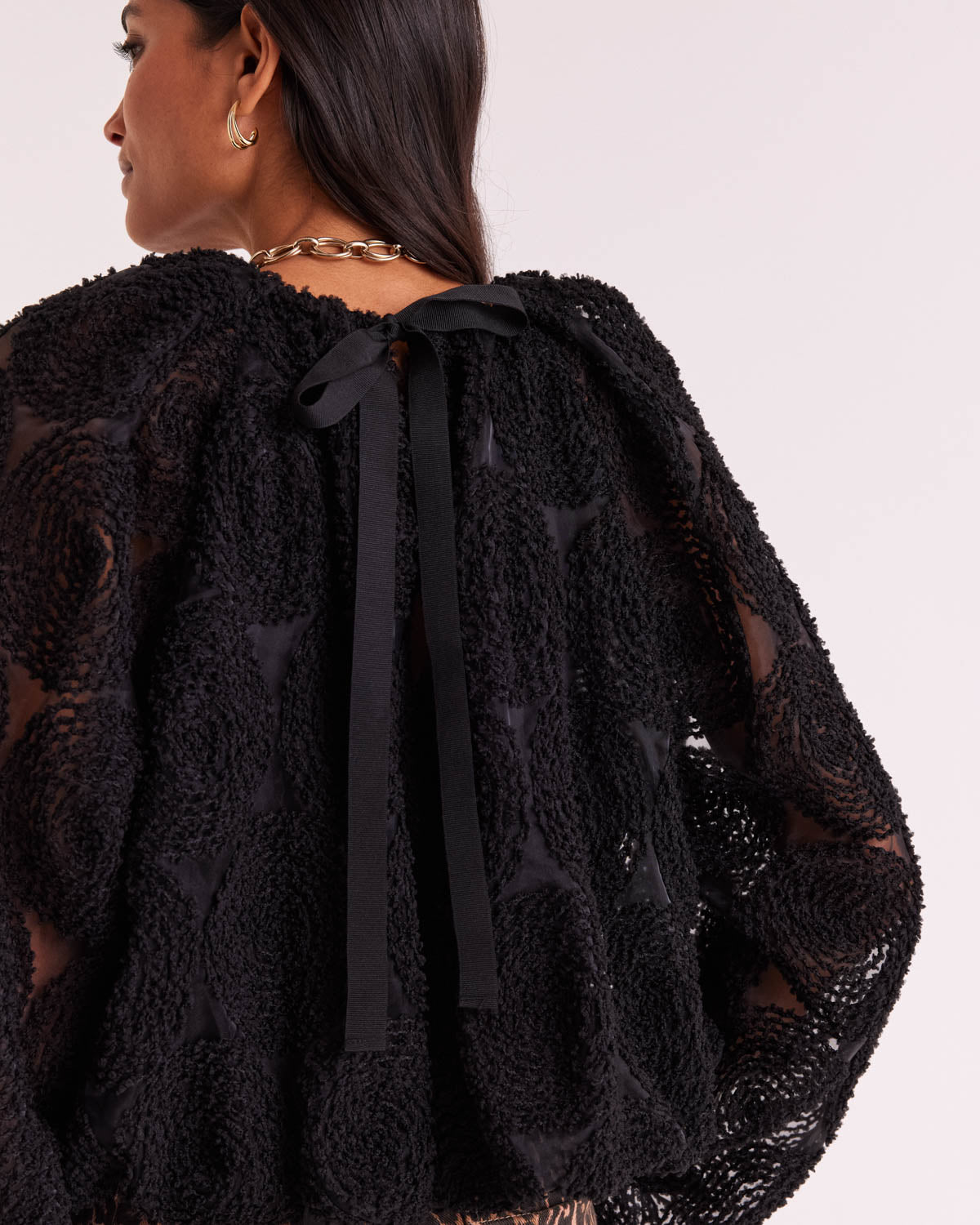 Blouse Ambre noir texturé