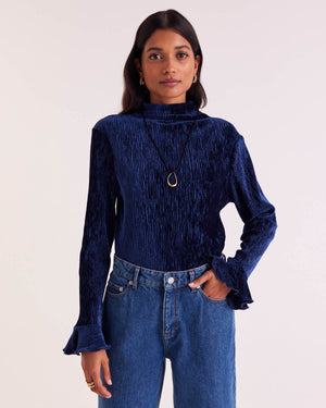 Top Justin velours bleu roi