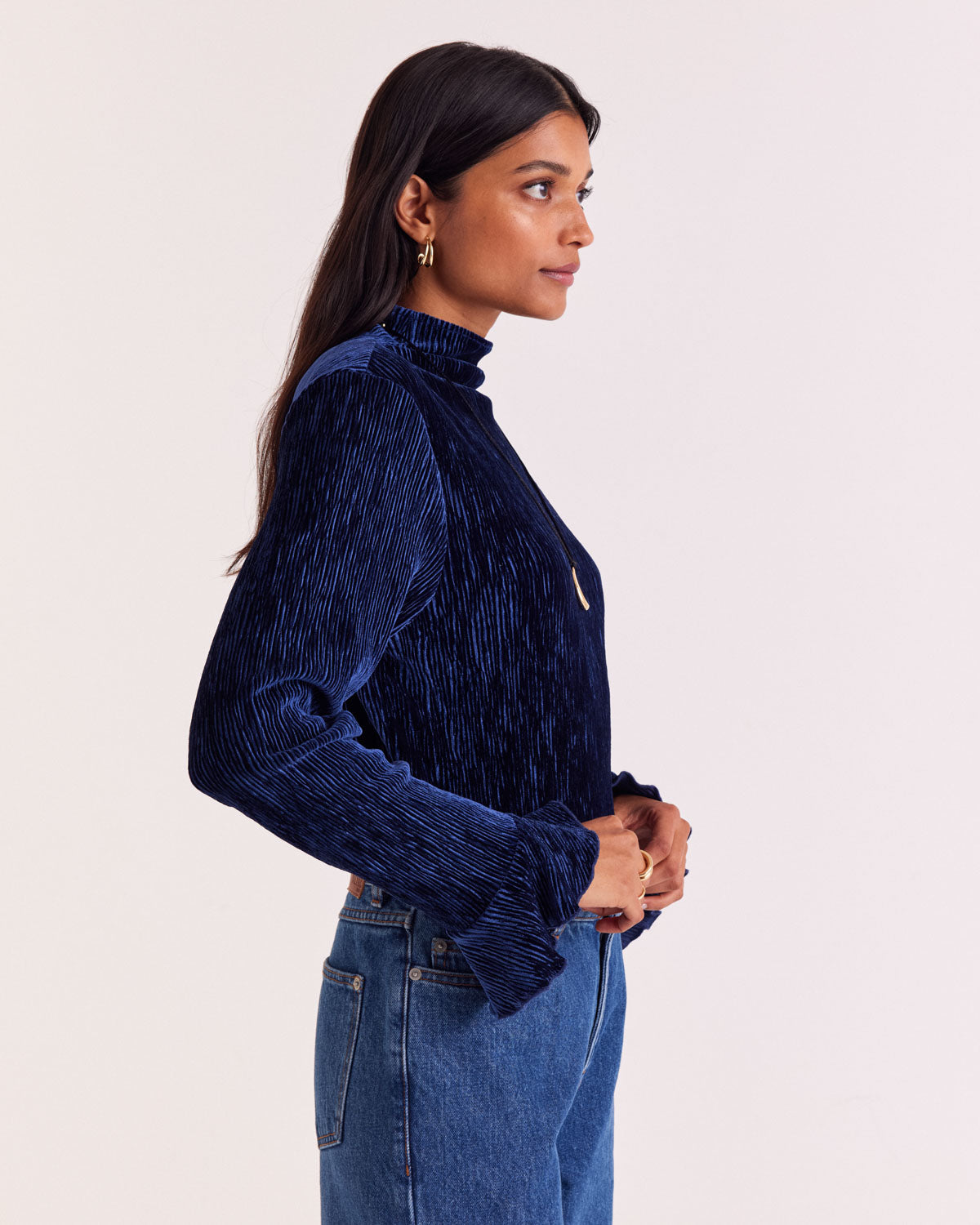 Top Justin velours bleu roi