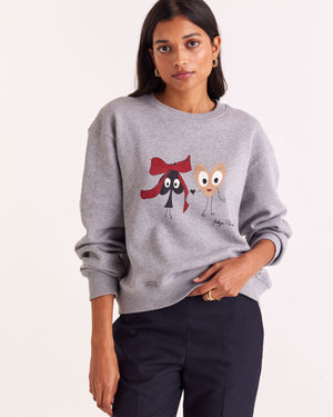 Sweat-shirt Marty coeur et pique gris chiné