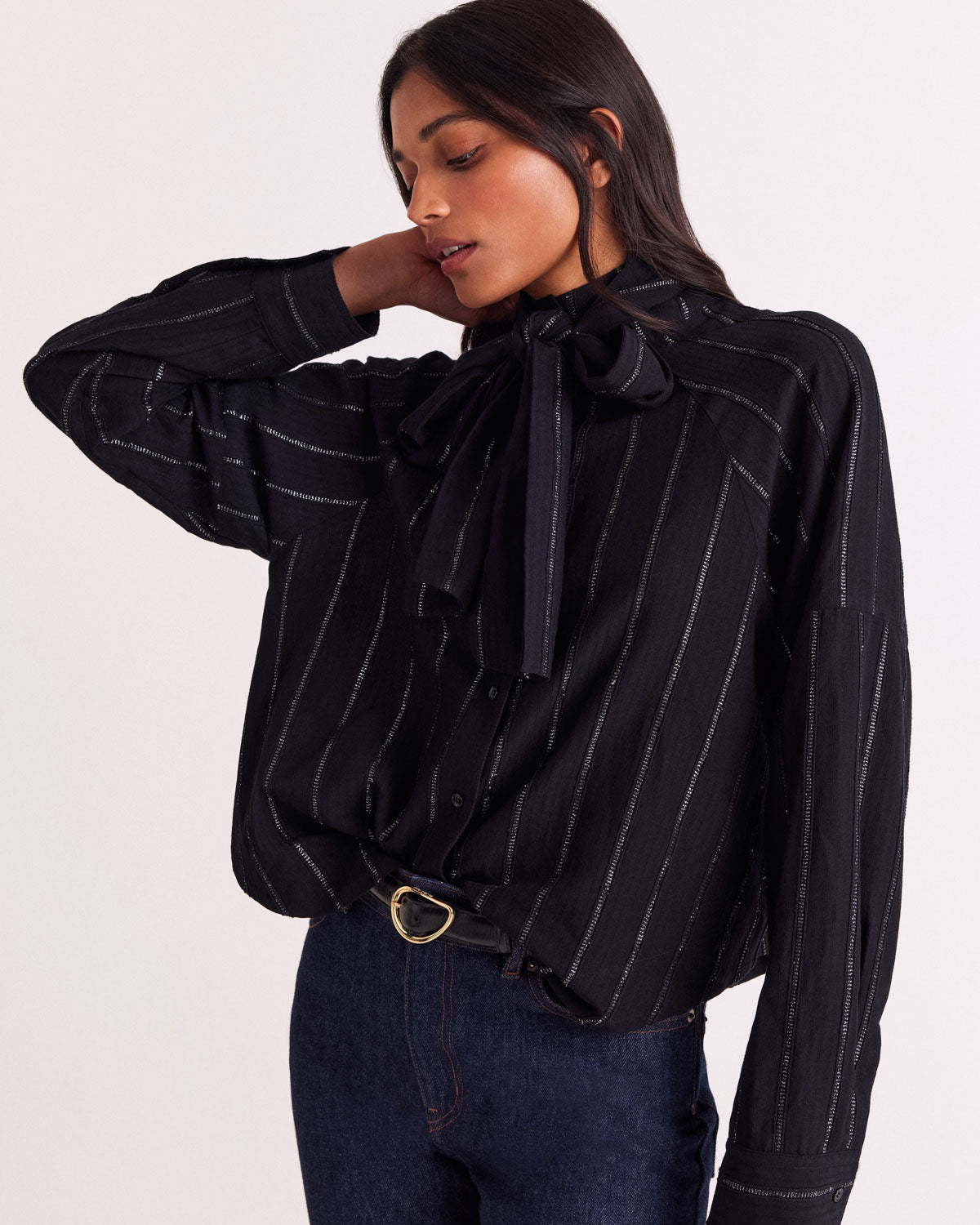 Shirt Joyce stripes navy and silver