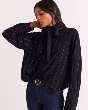 Chemise Joyce rayures marine et argent