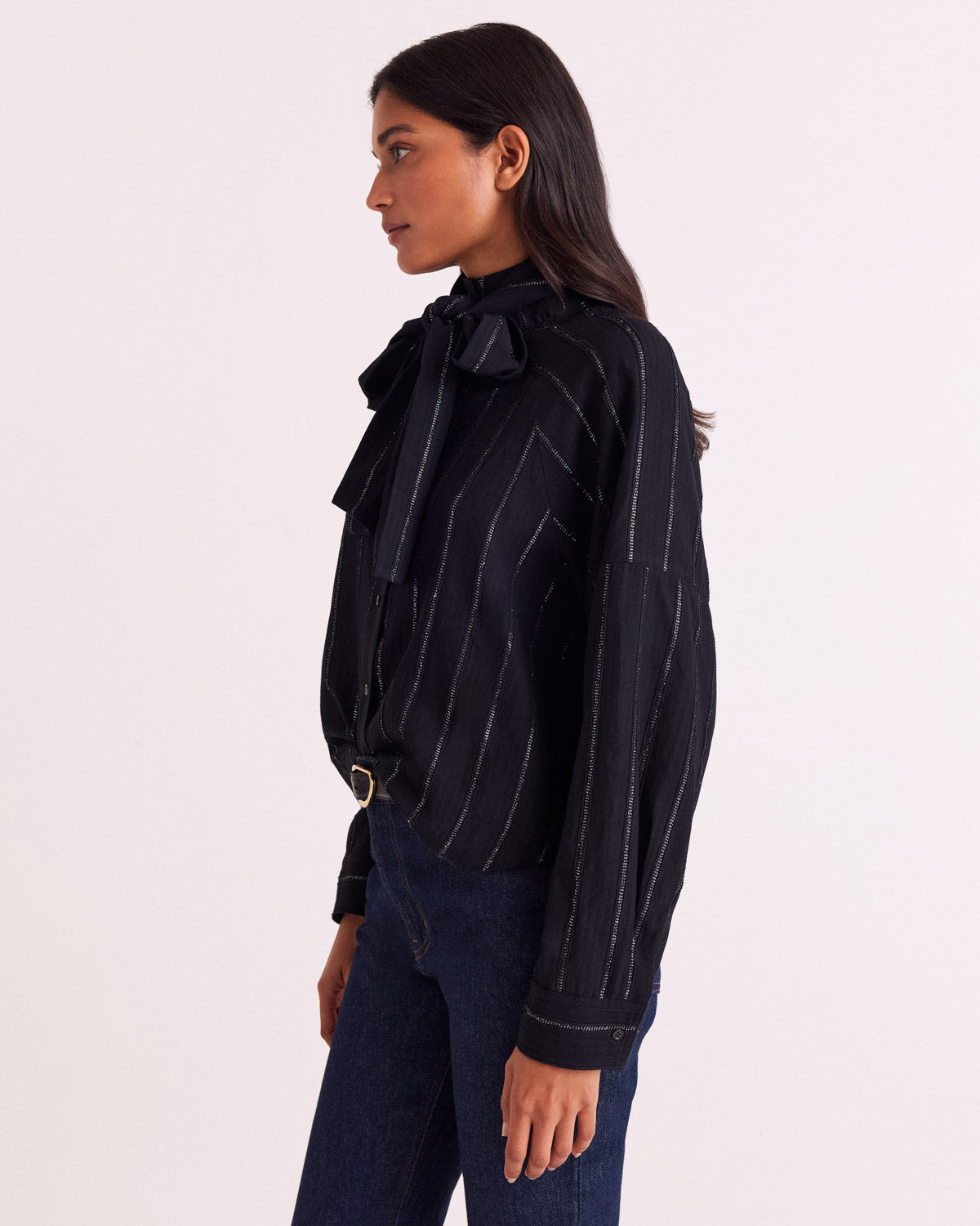 Shirt Joyce stripes navy and silver