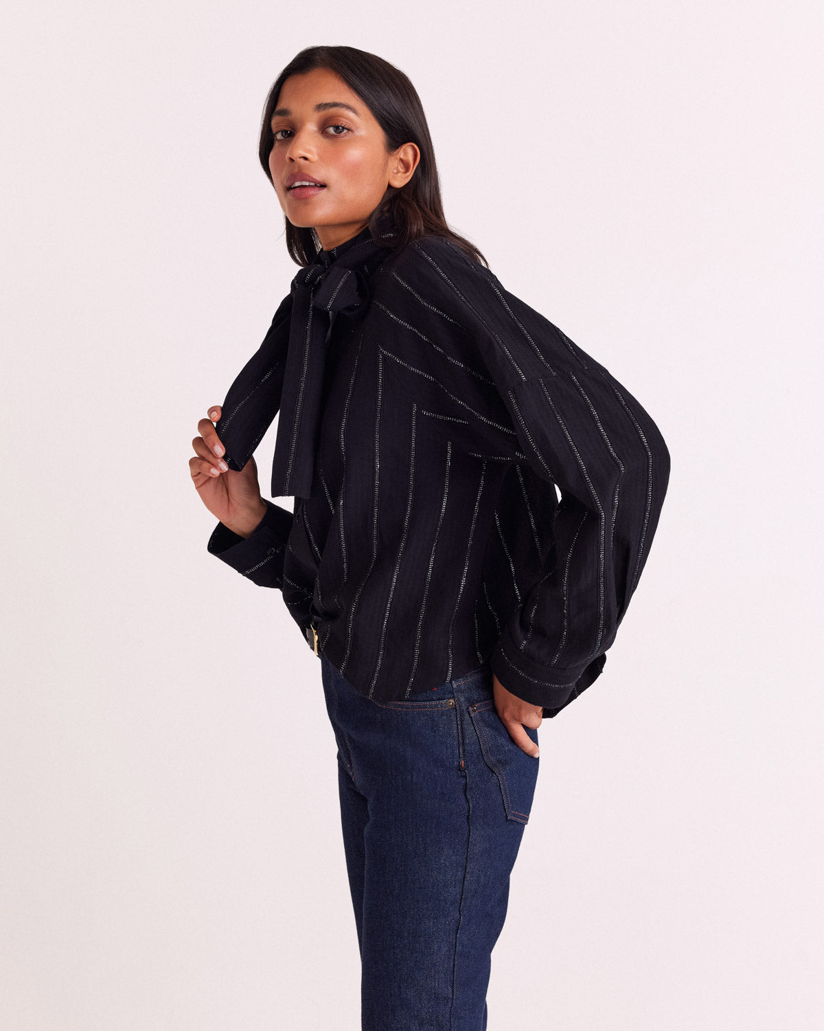 Shirt Joyce stripes navy and silver