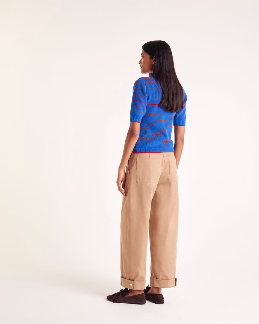 Top Claudie rayures bleu, cannelle et rouge