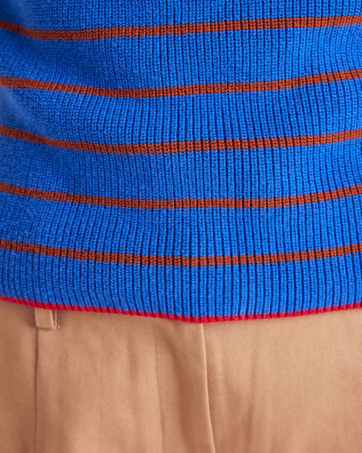 Top Claudie rayures bleu, cannelle et rouge