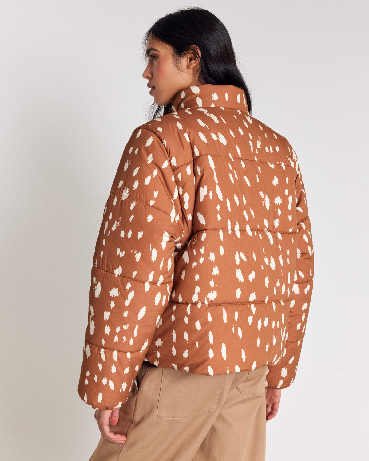 Gisele cinnamon speckled down jacket