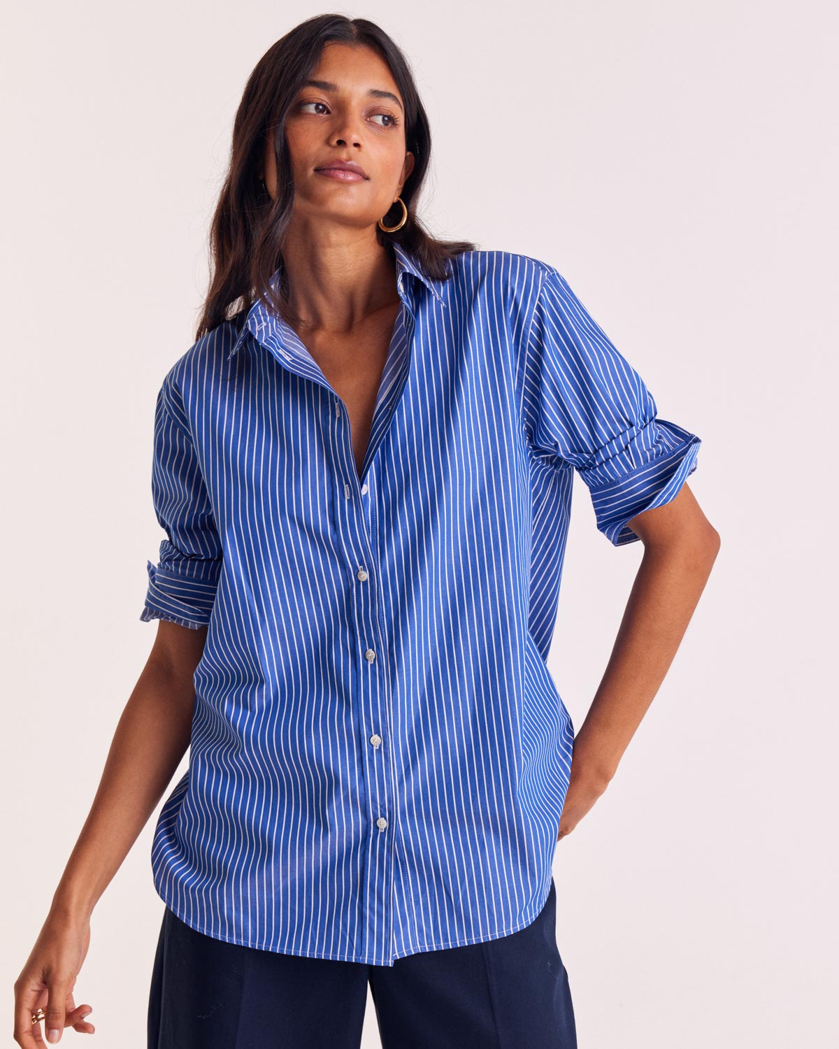 Chemise Anne rayures bleu et blanc