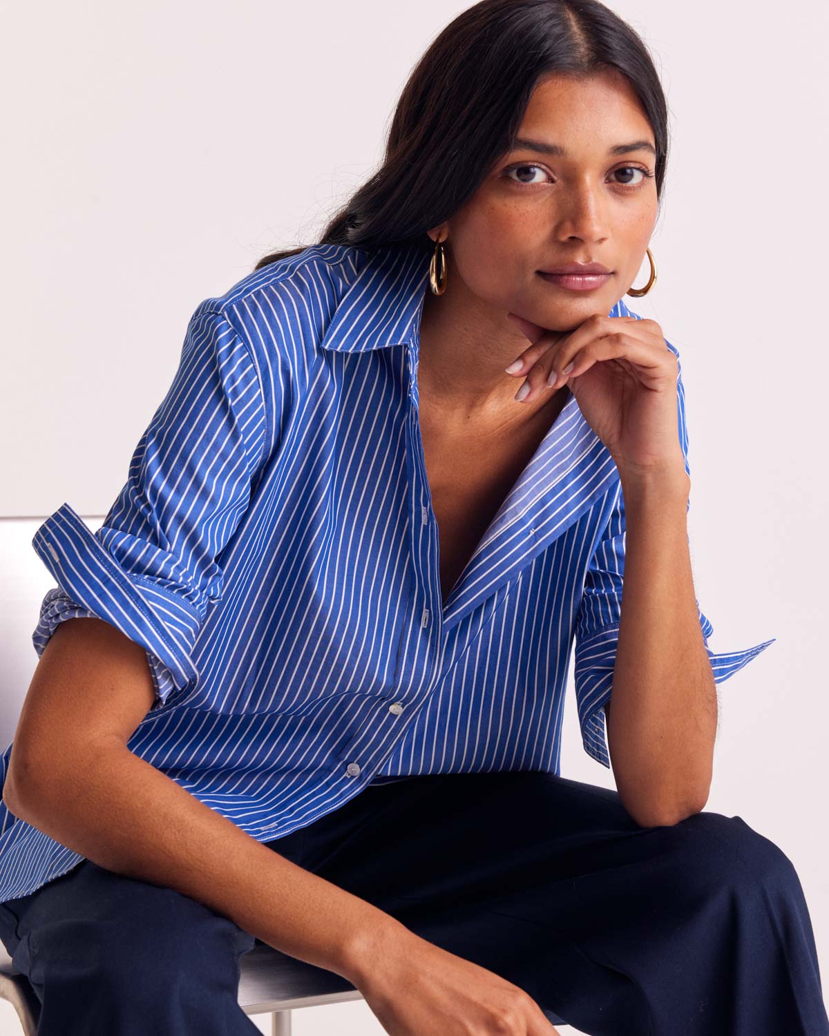 Chemise Anne rayures bleu et blanc