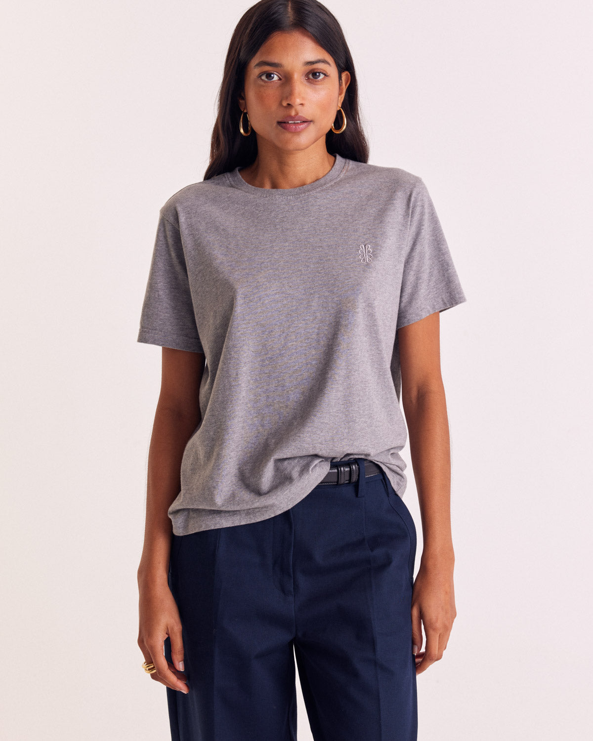 T-shirt Bree heather gray embroidered