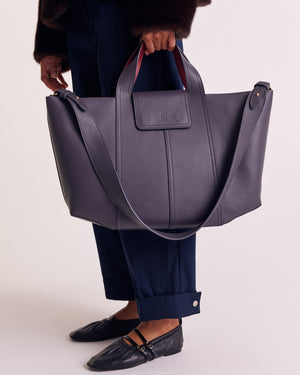 Cabas Esteban gris anthracite et lie de vin