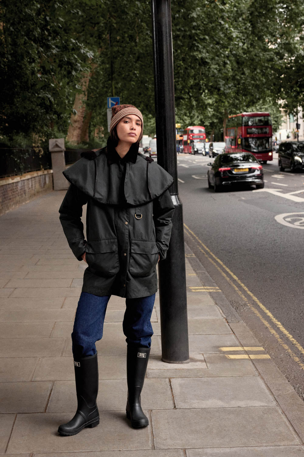 Jacket Manon khaki and leopard tawny Barbour x Balzac Paris