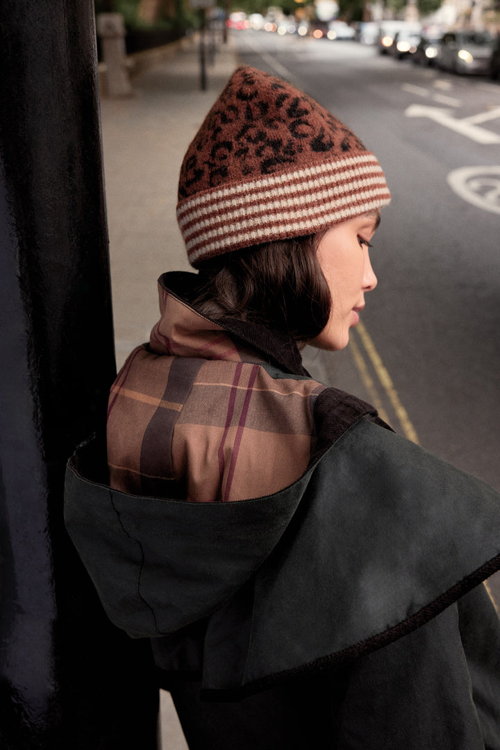 Jacket Manon khaki and leopard tawny Barbour x Balzac Paris