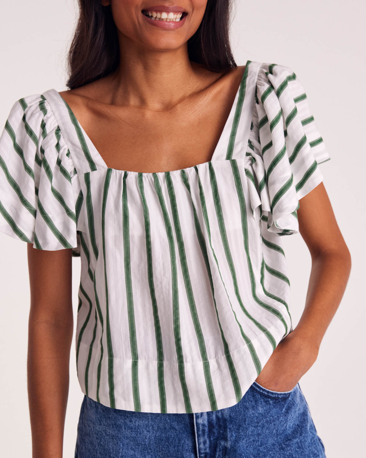 Blouse Fabia stripes green