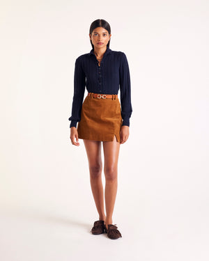 Monica camel velvet skirt