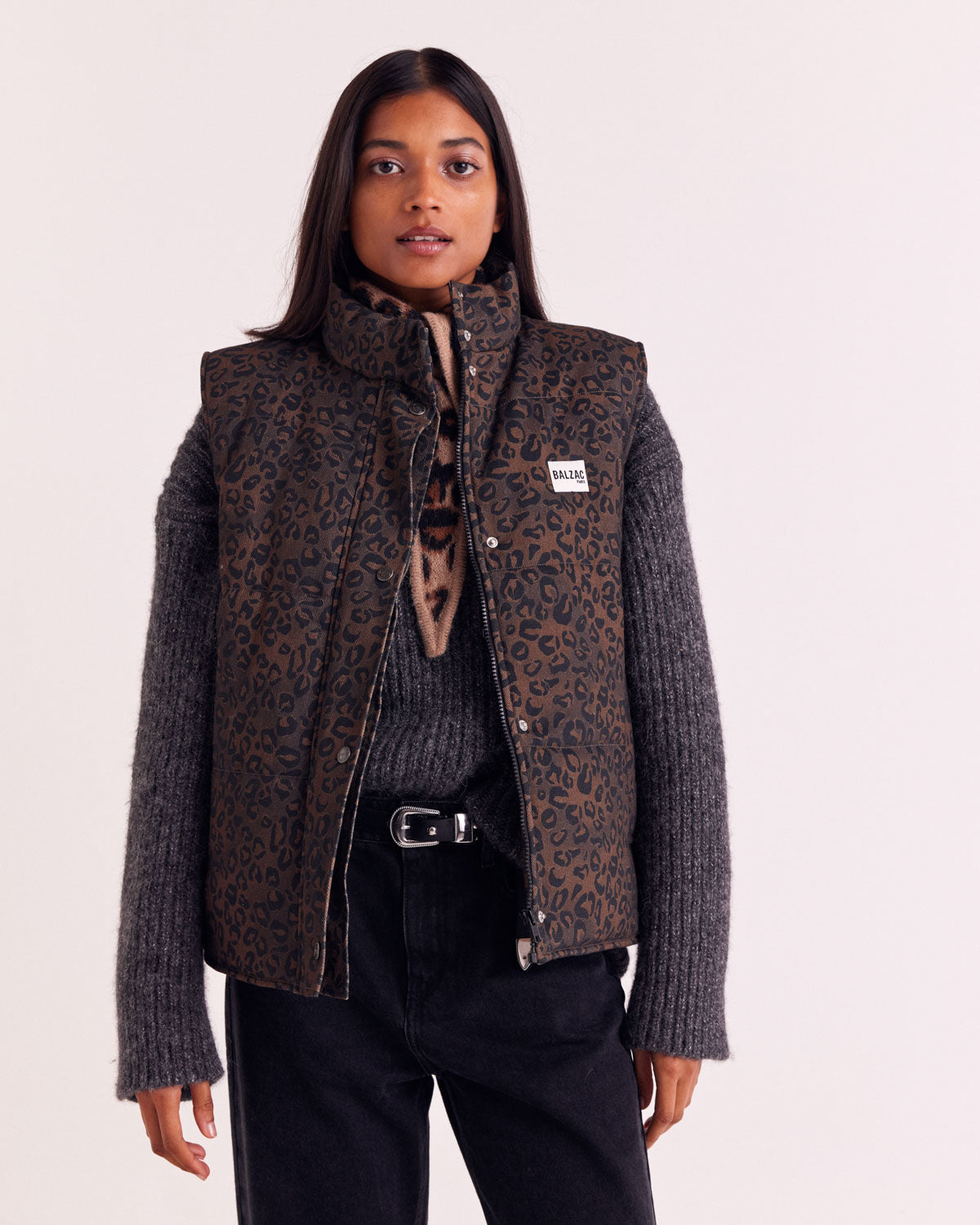 Giacca Clovis leopardo fulvo cioccolato