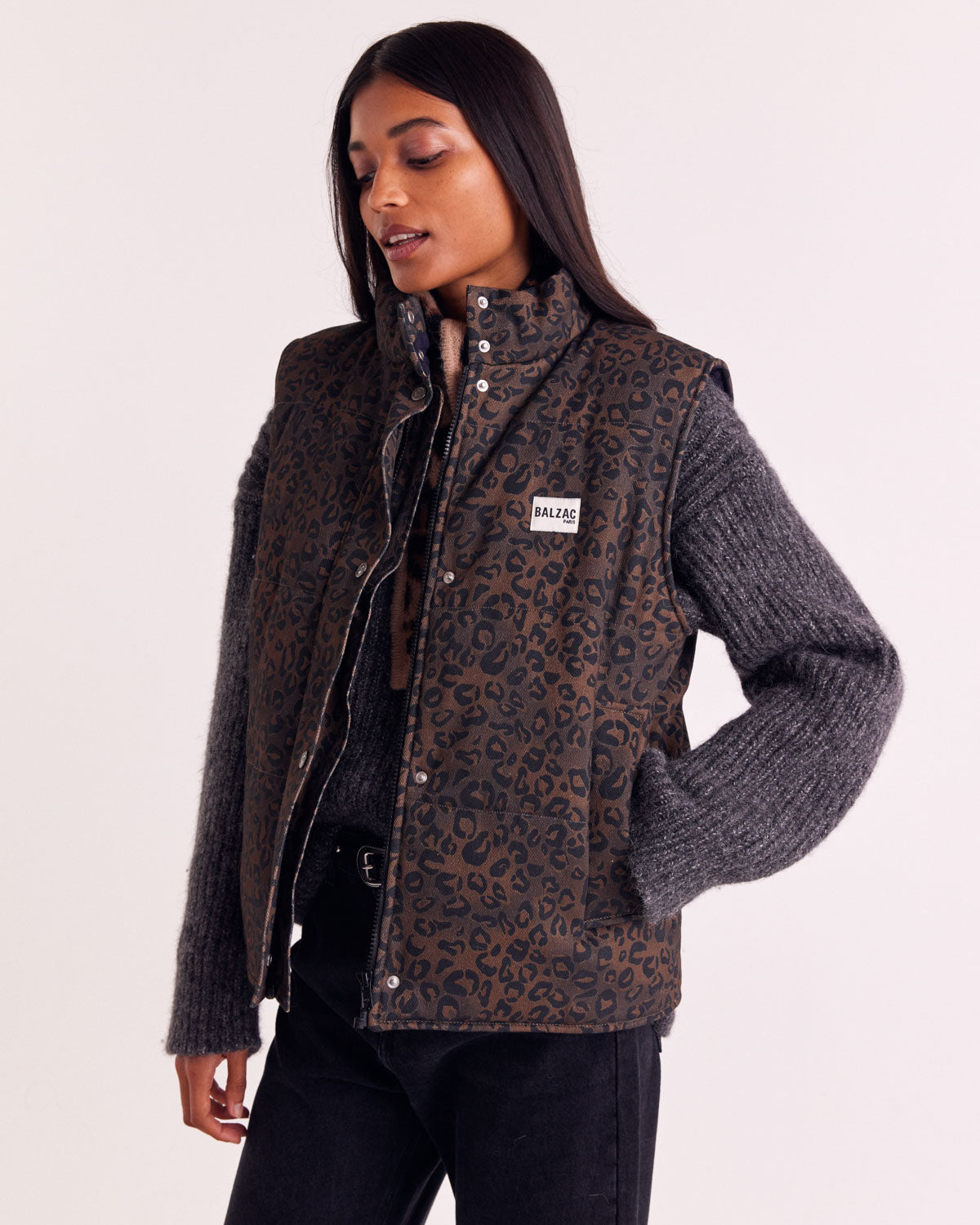 Veste Clovis léopard fauve chocolat