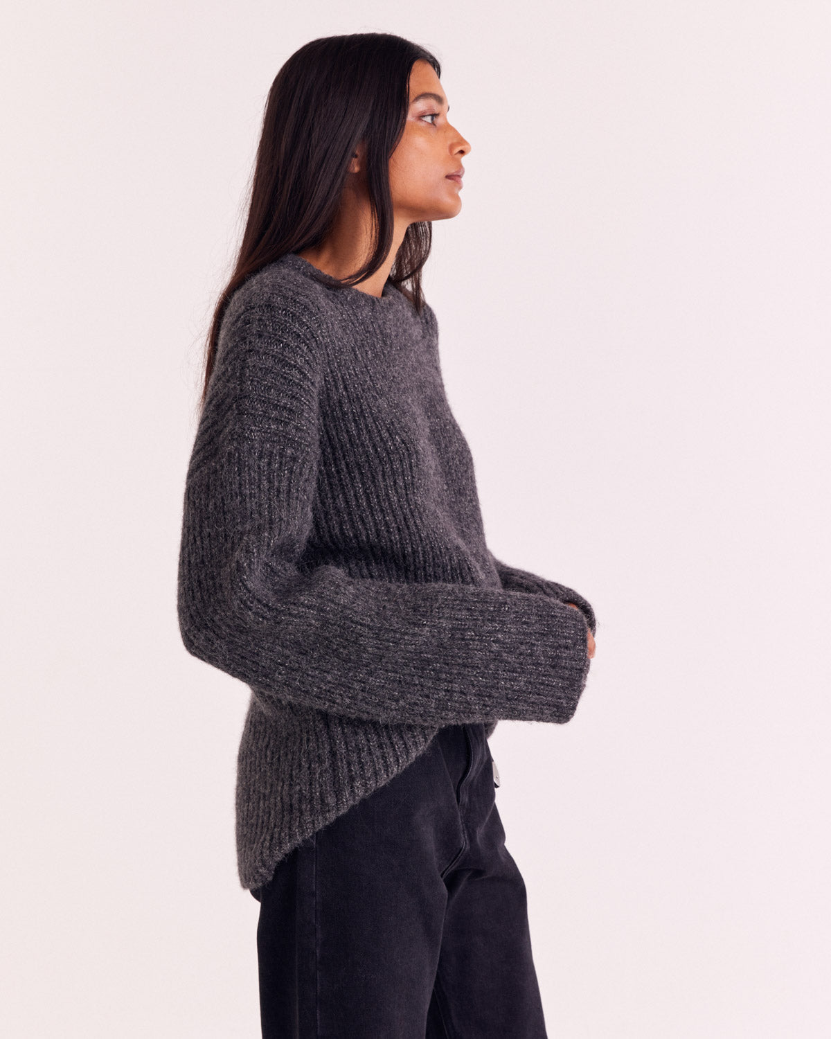 Marled Dark Grey Alyssa Sweater