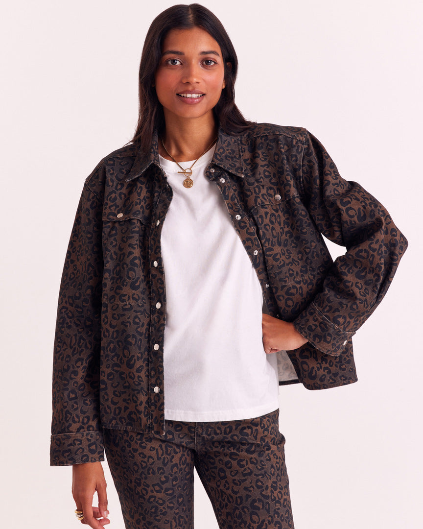 Shirt Perrine leopard tawny chocolate