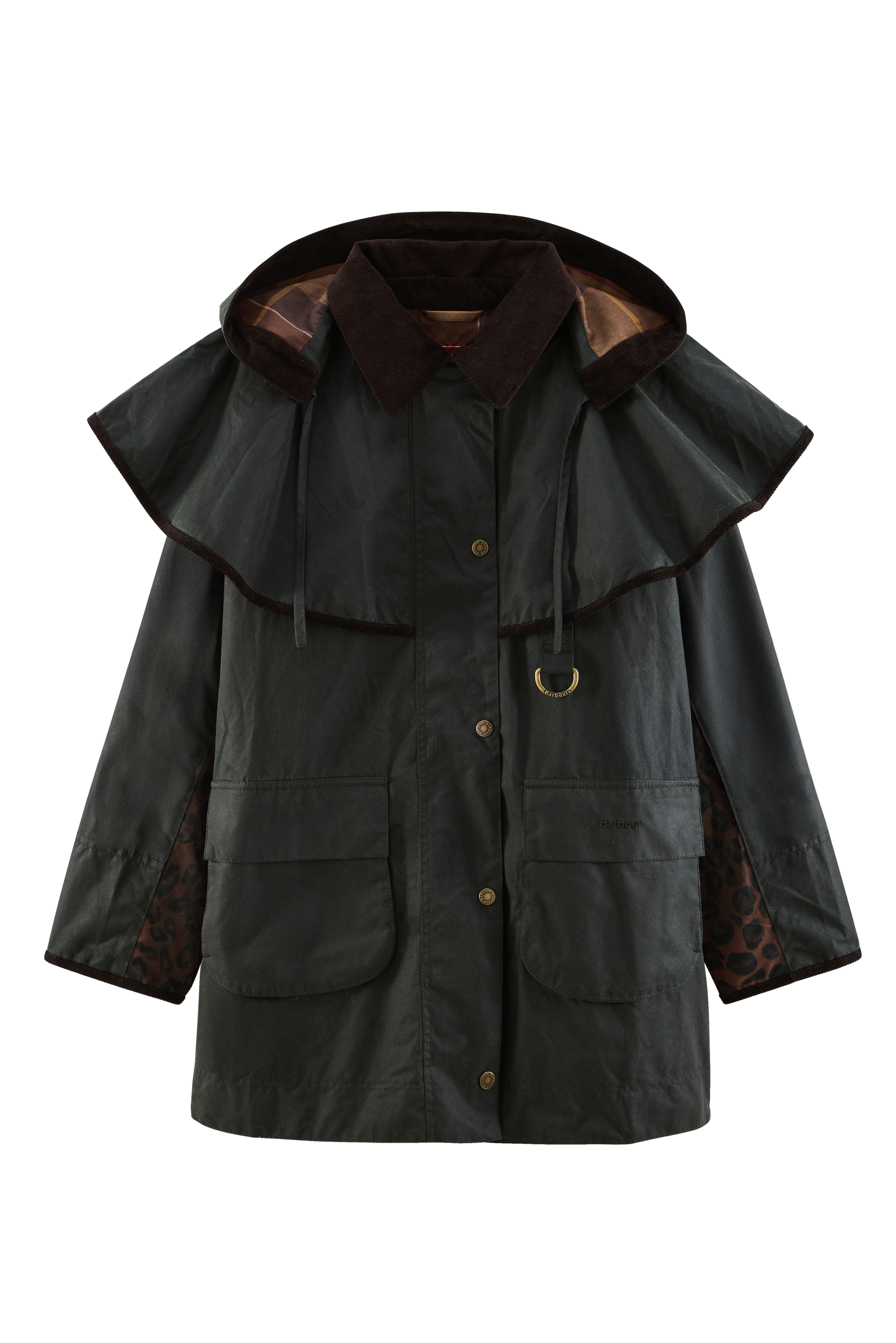 Jacket Manon khaki and leopard tawny Barbour x Balzac Paris