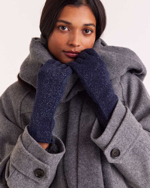 Gants Daisy lurex marine