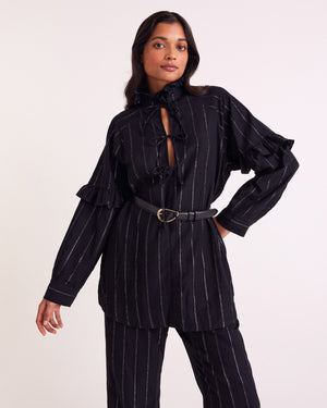 Tunique Mahault rayures marine et argent