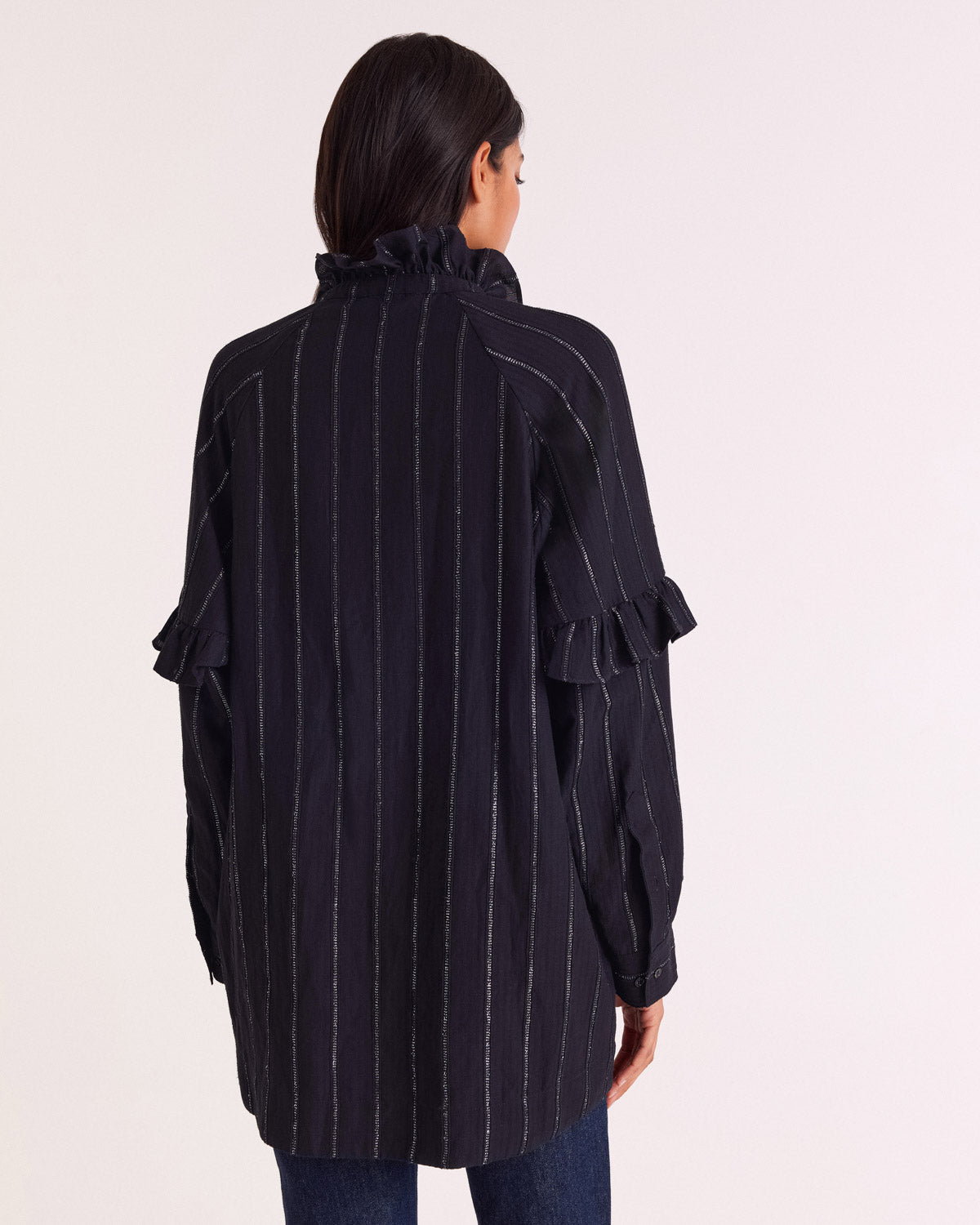 Tunique Mahault rayures marine et argent