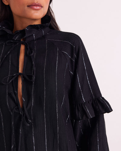 Mahault tunic with navy and silver stripes