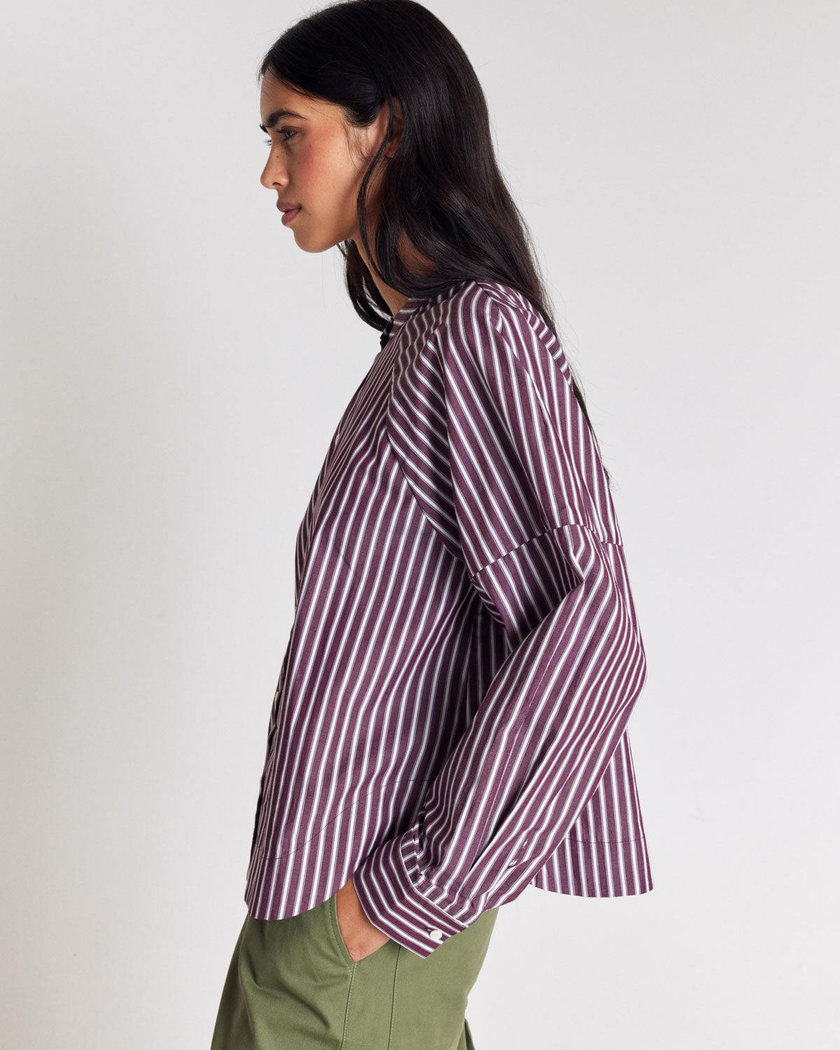 Josephine plum striped shirt