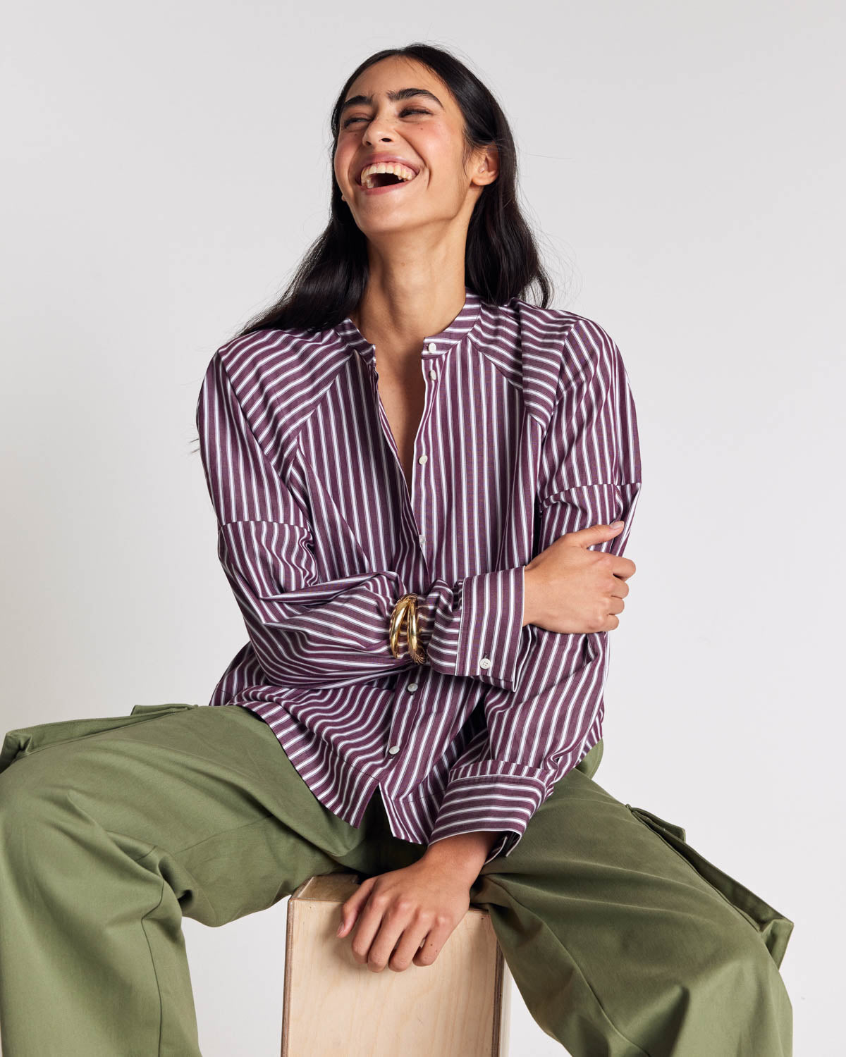 Josephine plum striped shirt